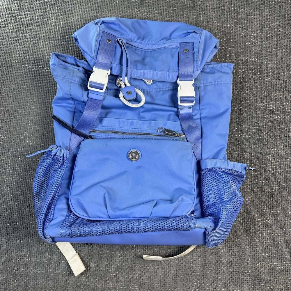 Lululemon Athletica Rucksack Backpack Unisex Large Blue Plaid Lining Utility